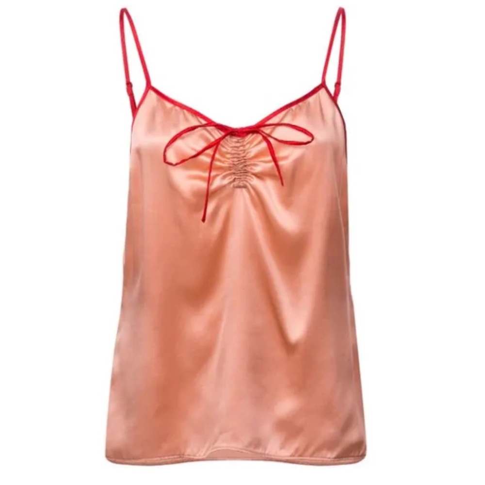 Morgan Lane Blush Silk-Satin Camisole with Bow Detail